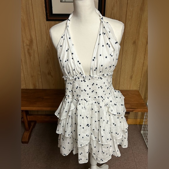 NWT LoveShackFancy Deanna Halter Mini Dress Ivory Starlight Size XXL - Picture 4 of 13
